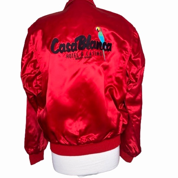 Vintage Las Vegas SATIN BOMBER BUTTON UP JACKET - Picture 3 of 8
